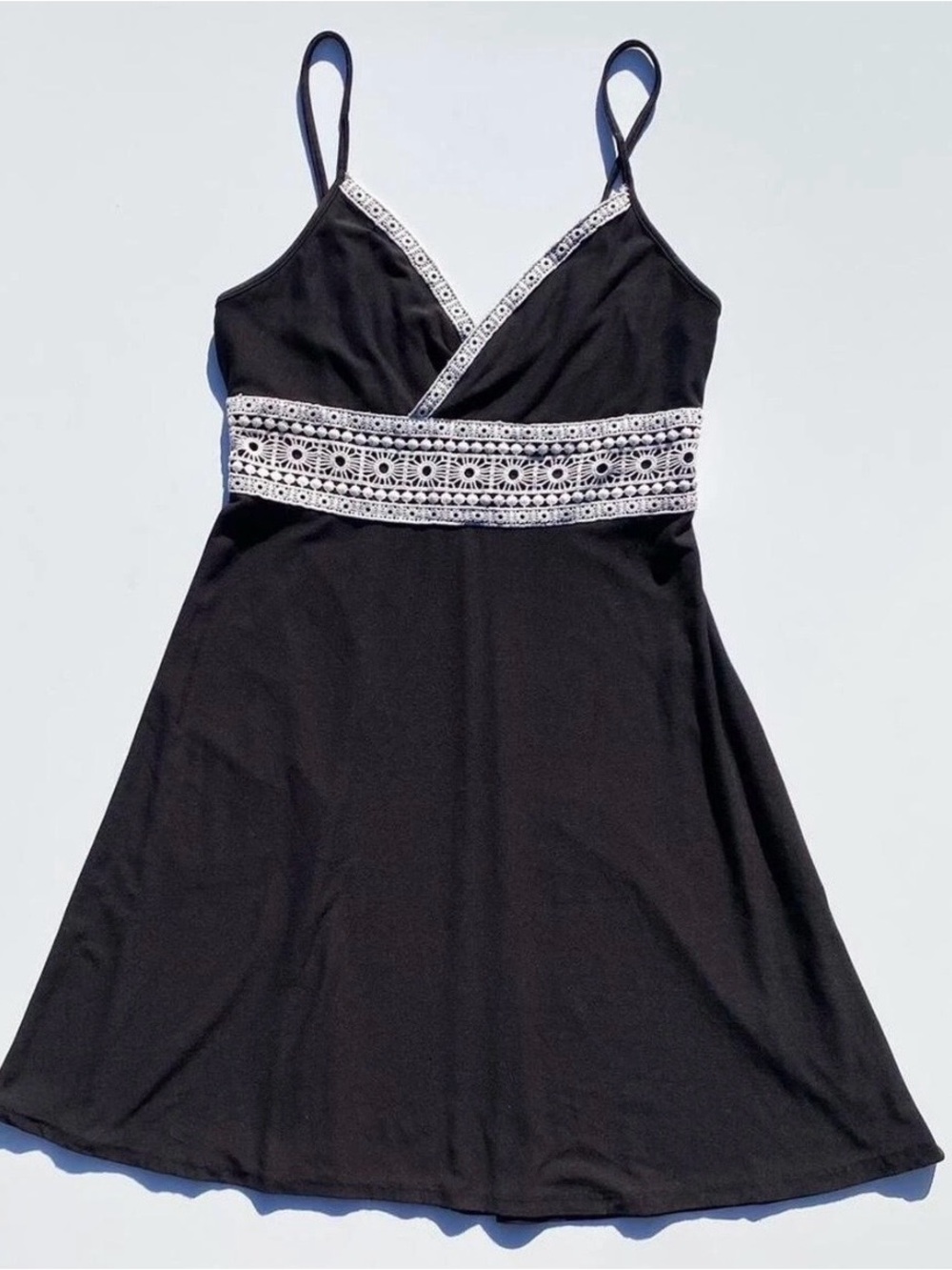 Mudd Black Dress with White Lace Waistband